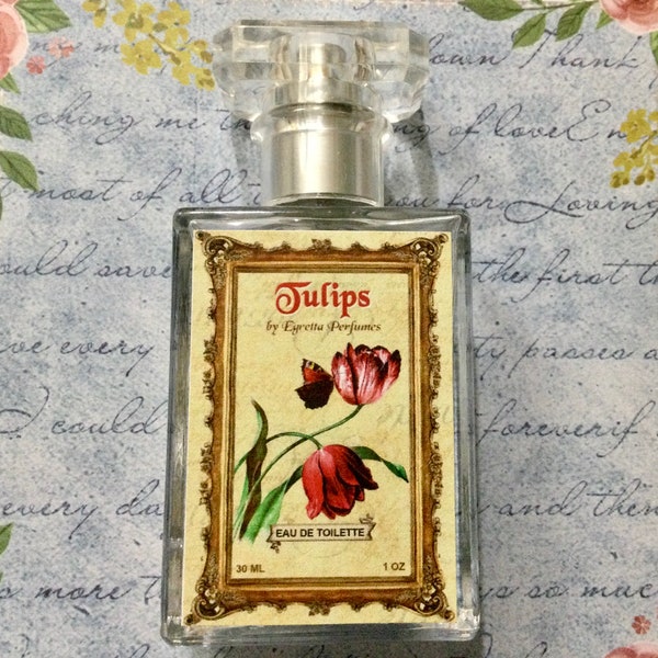 Tulips perfume 30 ml spray vintage spring feminine fresh freesia earthy woodland roots fragrance green earthy sweet scent forest Mother