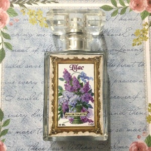 Lilac Perfume Spray 30 ml 1 oz,spring flower fragrance, vintage floral label,  fresh made In Canada, parfum for women, handmade vanity