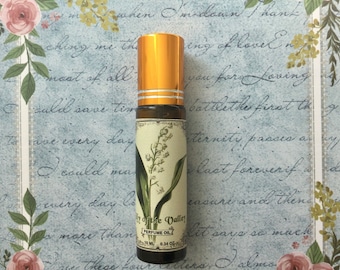 Lily of the Valley Perfume Oil Roll On: Vintage Floral Parfum, French Art Deco Label