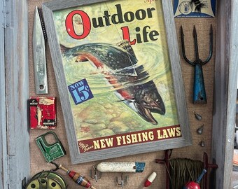 Fishing Tackle Shadow Box With Antiques and Vintage Items - Etsy