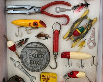 Fishing Tackle Shadow Box With Antiques and Vintage Items - Etsy