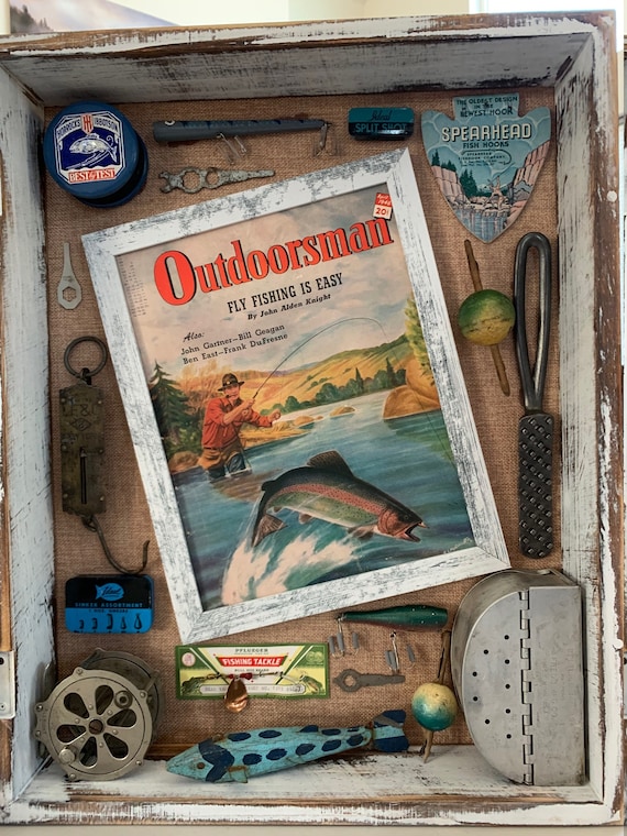 fishing tackle shadow box Lures * Fishing gear shadow boxes * Hang carved and hand painted * Material Every lure tells a story