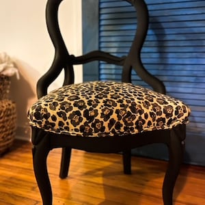 Reupholstered antique chair, animal print, customizable, painted
