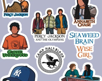 Percy Jackson stickers, Percy Jackson and the olympians stickers, seaweed brain, wise girl, Percy Jackson merch, camp half blood