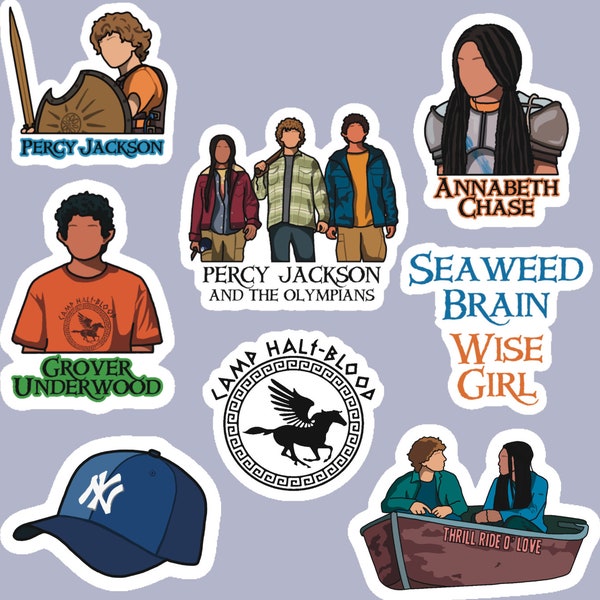 Percy Jackson stickers, Percy Jackson and the olympians stickers, seaweed brain, wise girl, Percy Jackson merch, camp half blood