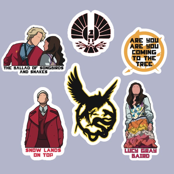 The Ballad of Songbirds and Snakes stickers, ballad of songbirds and snakes merch, hunger games stickers, hunger games merch, snow and Lucy