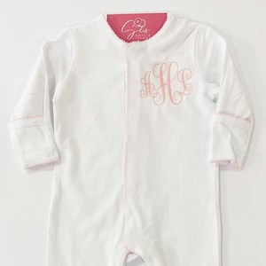 Monogrammed Footie | Personalized Baby Gift | Baby Girl Coming Home Outfit | Monogrammed Sleeper | Shower Gift | Newborn Pictures