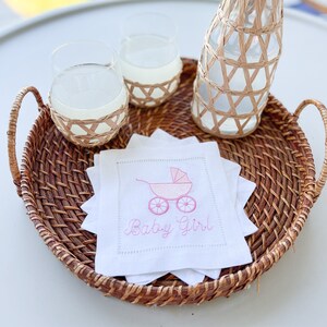 Baby Shower Cocktail Napkins | Baby Girl Monogrammed Cocktail Napkins | Baby Shower Napkins | Personalized Baby Shower Napkins