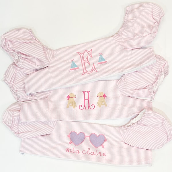 Monogrammed Puddle Jumper Covers | Personalized Puddle Jumper Covers | Embroidered Puddle Jumper Covers | Seersucker Puddle Jumper Covers