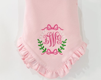 Baby Girl Monogrammed Blanket | Embroidered Baby Blanket | Personalized Baby Blanket | Baby Shower Gift