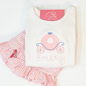 Camisa de carruaje bordada para niñas / Camisa de princesa con monograma para niñas