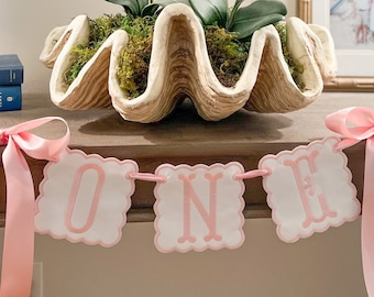 Monogrammed Birthday Banner | High Chair Birthday Banner | Embroidered Birthday Banner | One Banner | Personalized Banner