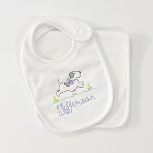 Personalized Bib and Burp Cloth Set | Embroidered Bib | Monogrammed Bib | Puppy Bib Set | Bib and Burp Cloth | Shower Gift