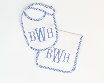 Personalized Baby Bib | Initial Baby Bib Set | Shower Gift | Monogrammed Baby Bib | Embroidered Baby Bib Set