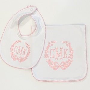 Monogrammed Bib Set | Embroidered Bib Set | Personalized Baby Gift | Baby Shower Gift | Personalized Bib Set