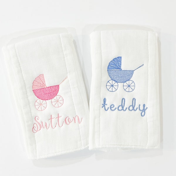 Monogrammed Burp Cloth | Embroidered Burp Cloth | Monogrammed Baby Shower Gift | Carriage Baby Burp Cloth