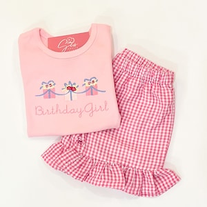 Girls Monogrammed Birthday Shirt | Girls Personalized Birthday Shirt | Girls Embroidered Birthday Shirt | Girls Birthday Party Shirt