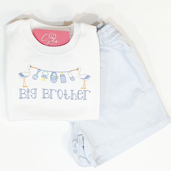 Big Brother Monogrammed Shirt | Big Brother Embroidered Shirt | Big Brother Stork Shirt