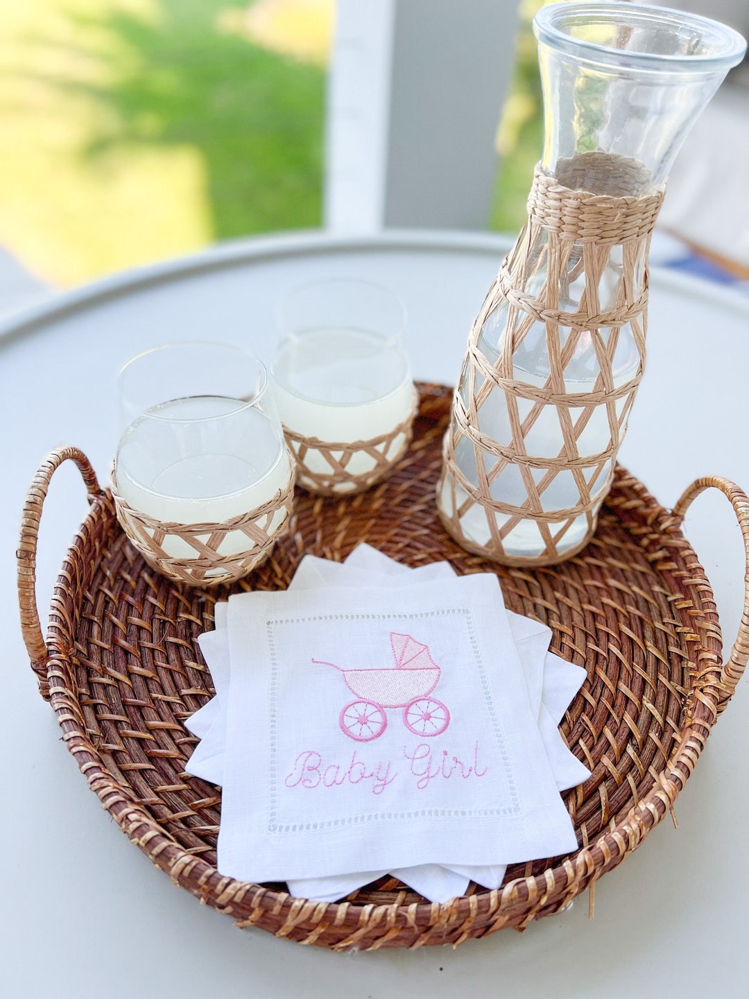 Baby Shower Cocktail Napkins Baby Girl Monogrammed Cocktail Napkins