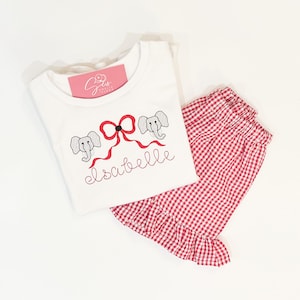 Girls Elephant Mascot Shirt | Girls Football Shirt | Girls Alabama Shirt | Girls Monogrammed Football Shirt