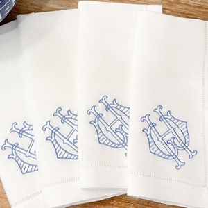 Linen Dinner Napkins | Embroidered Linen Dinner Napkins | Initial Napkins | Monogrammed Initial Napkins | Wedding Shower Gift