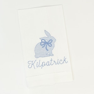 Monogrammed Easter Towel | Embroidered Easter Towel | Easter Bunny Towel | Easter Bunny | Monogrammed Linen Towel