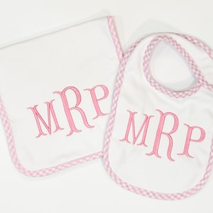 Monogrammed Initial Bib Set | Embroidered Bib Set | Shower Gift | Personalized Bib Set