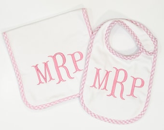 Monogrammed Initial Bib Set | Embroidered Bib Set | Shower Gift | Personalized Bib Set