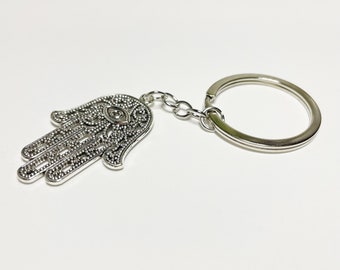 Hamsa Hand Keychain, boho Keychain, hippie Keychain, yoga gift, mandala, meditation, evil eye, lotus, Buddha, henna art design, gypsy soul