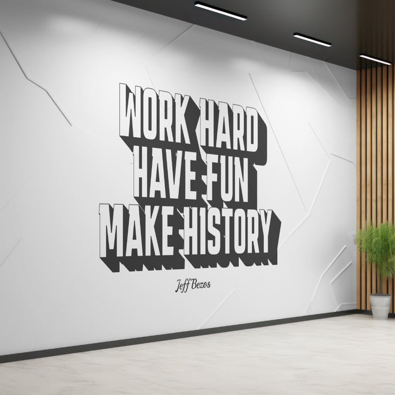 Jeff Bezos Work Hard Wall Art, Motivational Office Poster, Home Office