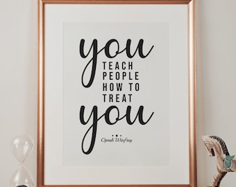 Oprah Winfrey Quote Print: zelfrespect, inspirerende muurkunst (digitale download)