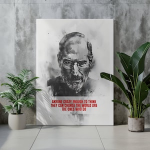 Change the World Original Framed Print, Steve Jobs Quote Poster, Retro Wall Print, Inspirational Art, Motivational Business Owner Gift Art
