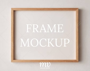 Houten frame PSD mockup, 5:4 verhouding horizontale kunst mockup, fotolijst mockup, slimme objectlaag, instant digitale download