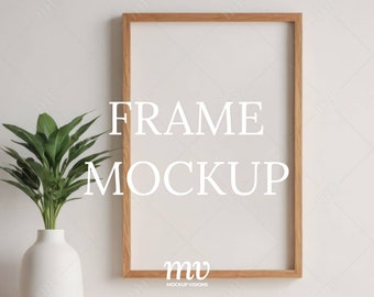 Holzrahmen PSD Mockup, vertikales 2: 3-Kunstmodell, Fotorahmen-Mockup, intelligente Objektschicht, sofortiger digitaler Download