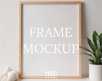 Wood Frame PSD Mockup, 4:5 Ratio Vertical Art Mockup, Photo Frame Mockup, Smart Object Layer, Instant Digital Download