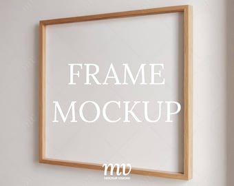Houten frame PSD mockup, 5:4 verhouding horizontale kunst mockup, fotolijst mockup, slimme objectlaag, instant digitale download