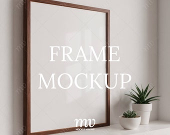 Wood Frame PSD Mockup, 3:4 Ratio Vertical Art Mockup, Photo Frame Mockup, Smart Object Layer, Instant Digital Download