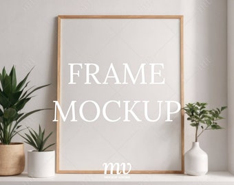 Wood Frame PSD Mockup, 4:5 Ratio Vertical Art Mockup, Photo Frame Mockup, Smart Object Layer, Instant Digital Download