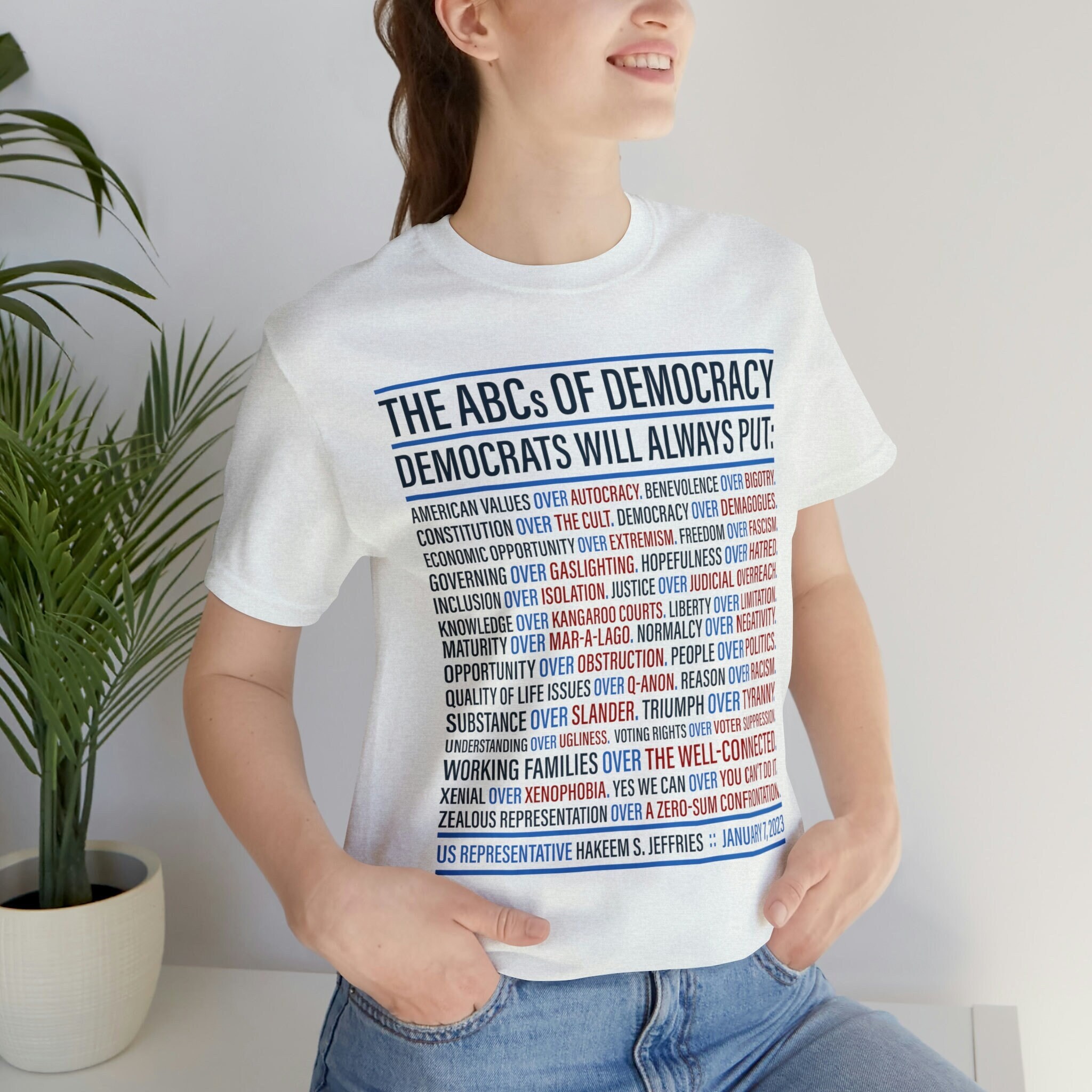 Abcs of democracy democratic leader speech democracy t shirt