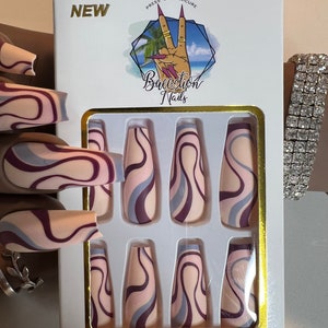 24pc swirl press on nails