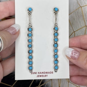 Exquisite Native American Yellowstone Sterling Silver Long Drop Earrings Exquisite Native American Yellowstone Sterling Silver Long Drop Earrings