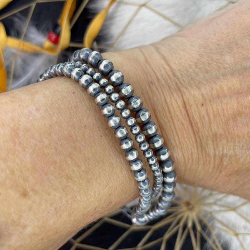 Navajo Sterling Pearl Stretch Bracelets
