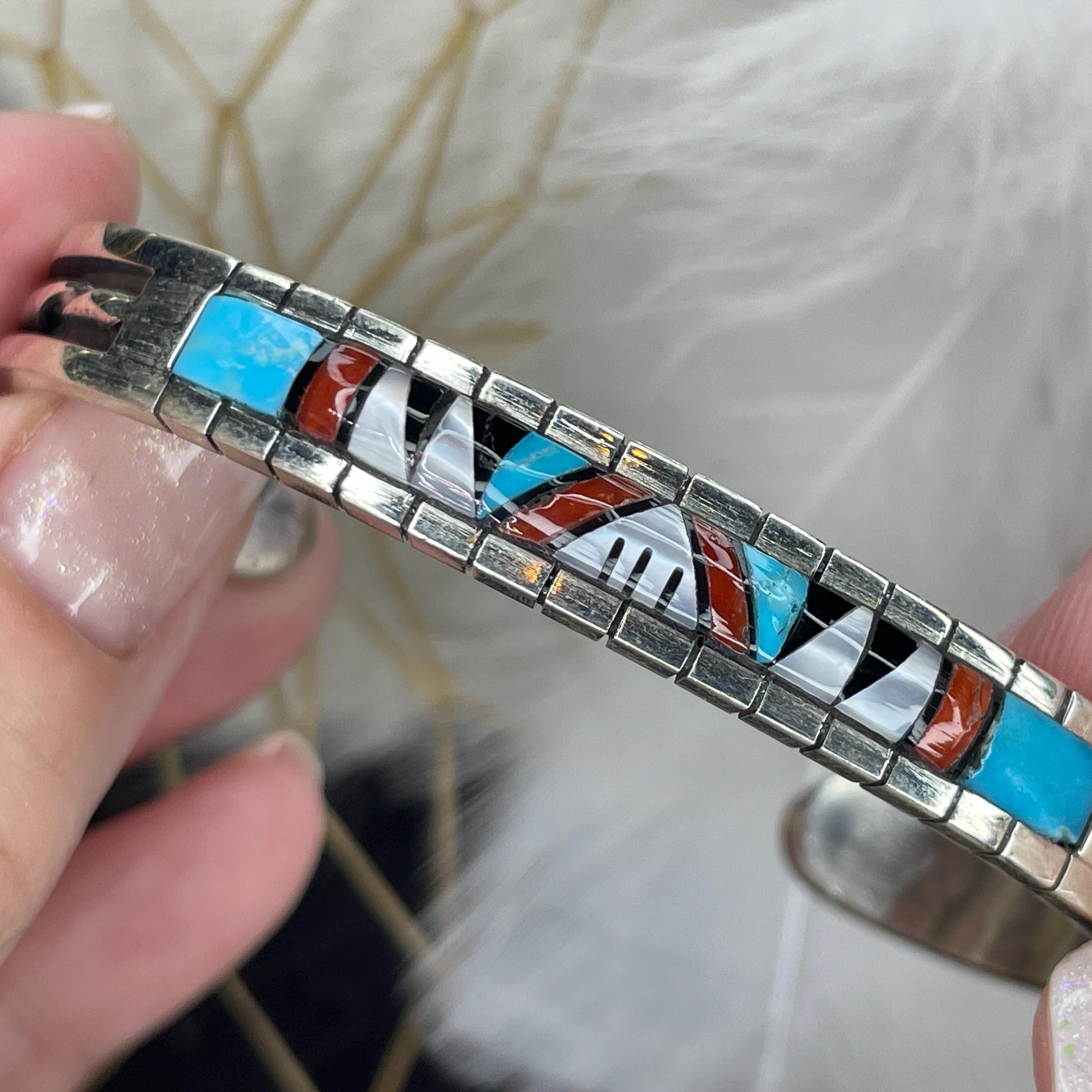 1/2 Price! ZUNI Native American Multi Stone Sterling Silver