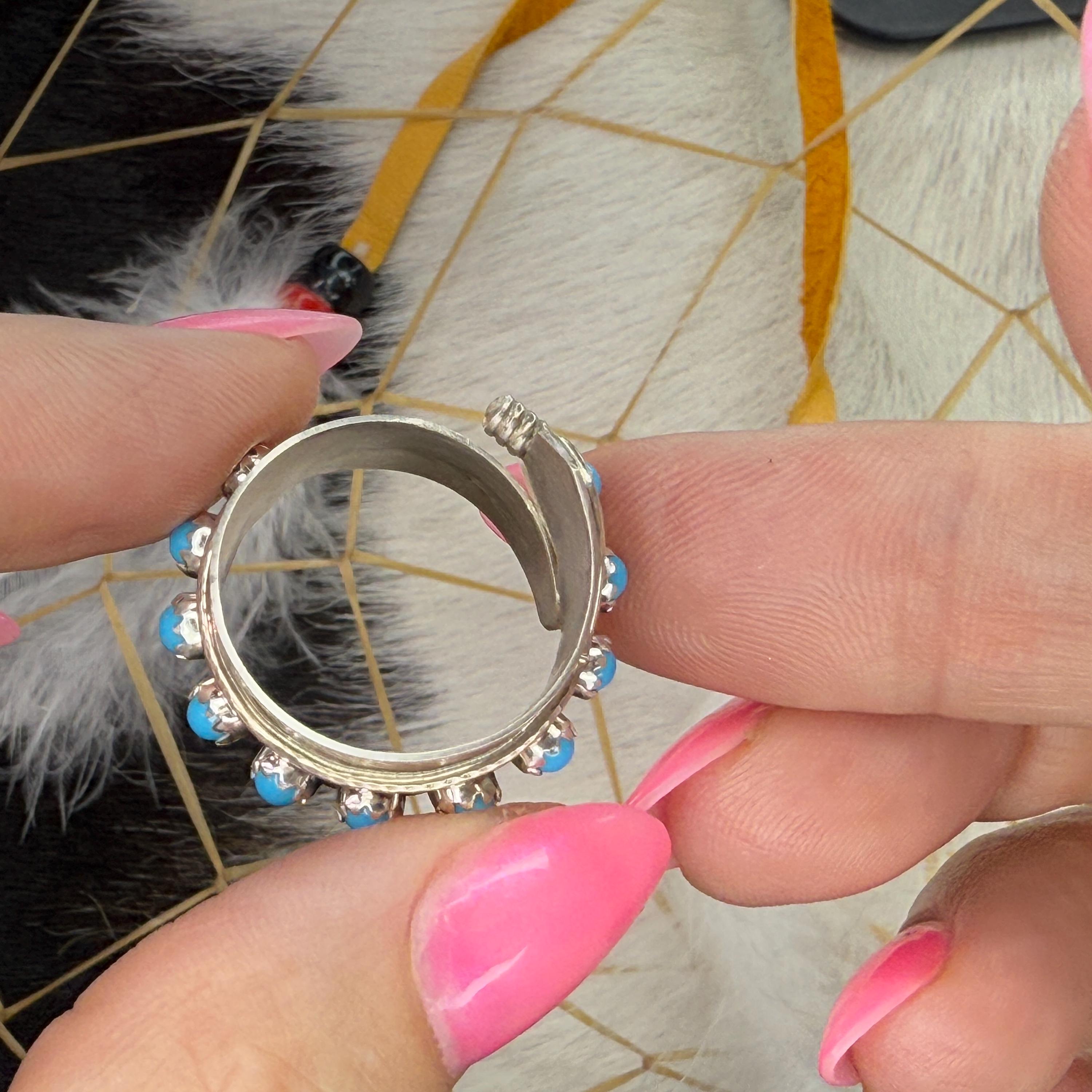 Handmade Navajo Kingman Turquoise FEATHER Ring in Sterling Silver ...