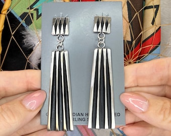 Handmade NAVAJO Earrings in Sterling Silver - Luxury Ranch Style Native American Jewelry