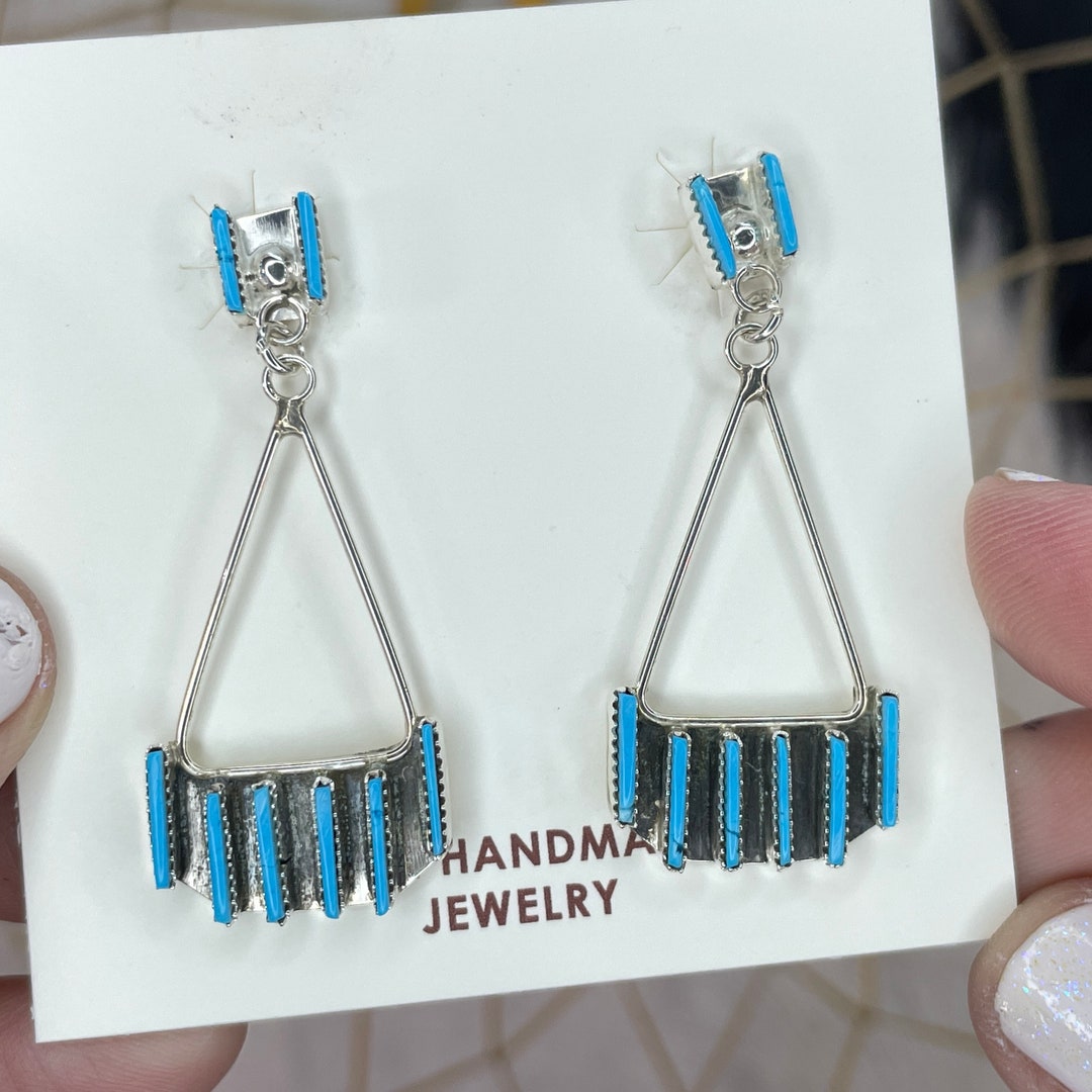 Kingman Türkis Ohrringe | Navajo Sterling Silber Ohrringe