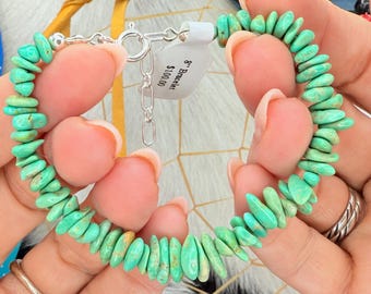 1/2 Price! CAMPITOS TURQUOISE 8” Adjustable Nugget Bracelet! Freeform Nugget Beads Sterling Silver Clasp! Hand-Strung Turquoise Bracelet!