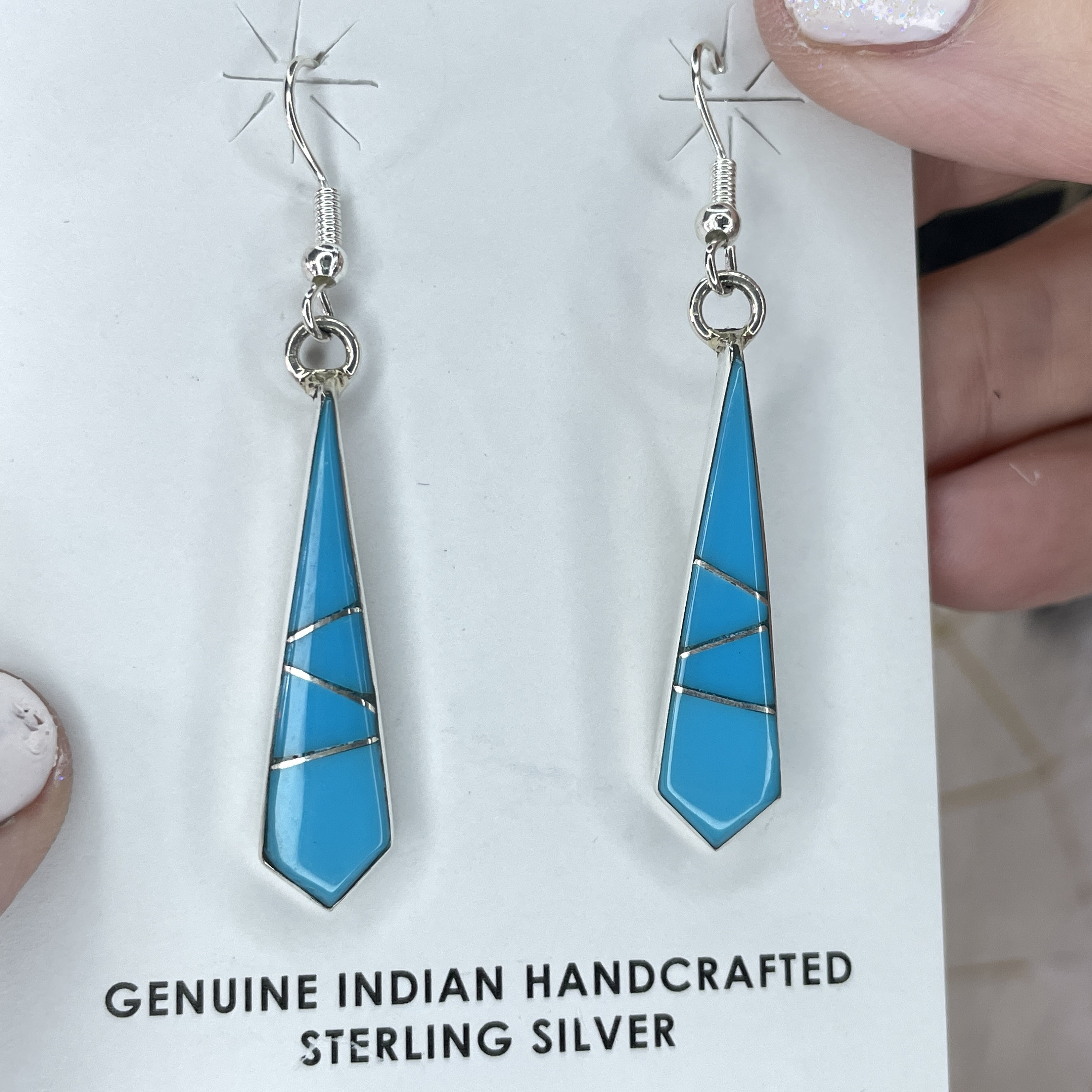 Turquoise Chip Inlay Arrowhead Stud Earrings Sterling Silver - Made in the USA Turquoise Chip Inlay Arrowhead Stud Earrings Sterling Silver - Made in the USA