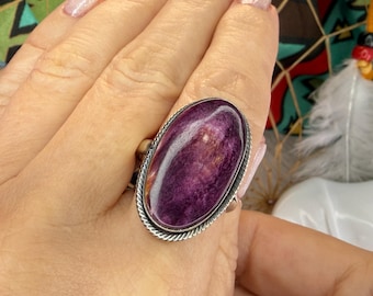 Purple SPINY OYSTER Ring in Sterling Silver | Adjustable Navajo Handmade Native American Jewelry