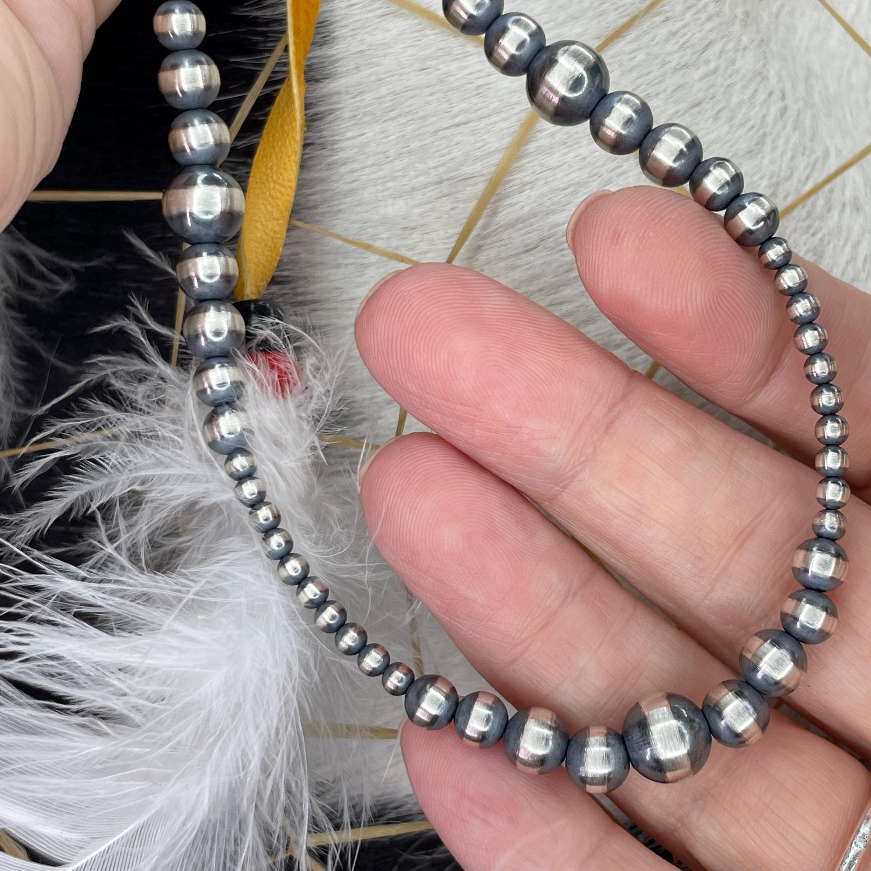 3-8mm NAVAJO Pearl Sterling Silver Necklace Choose Length Hand
